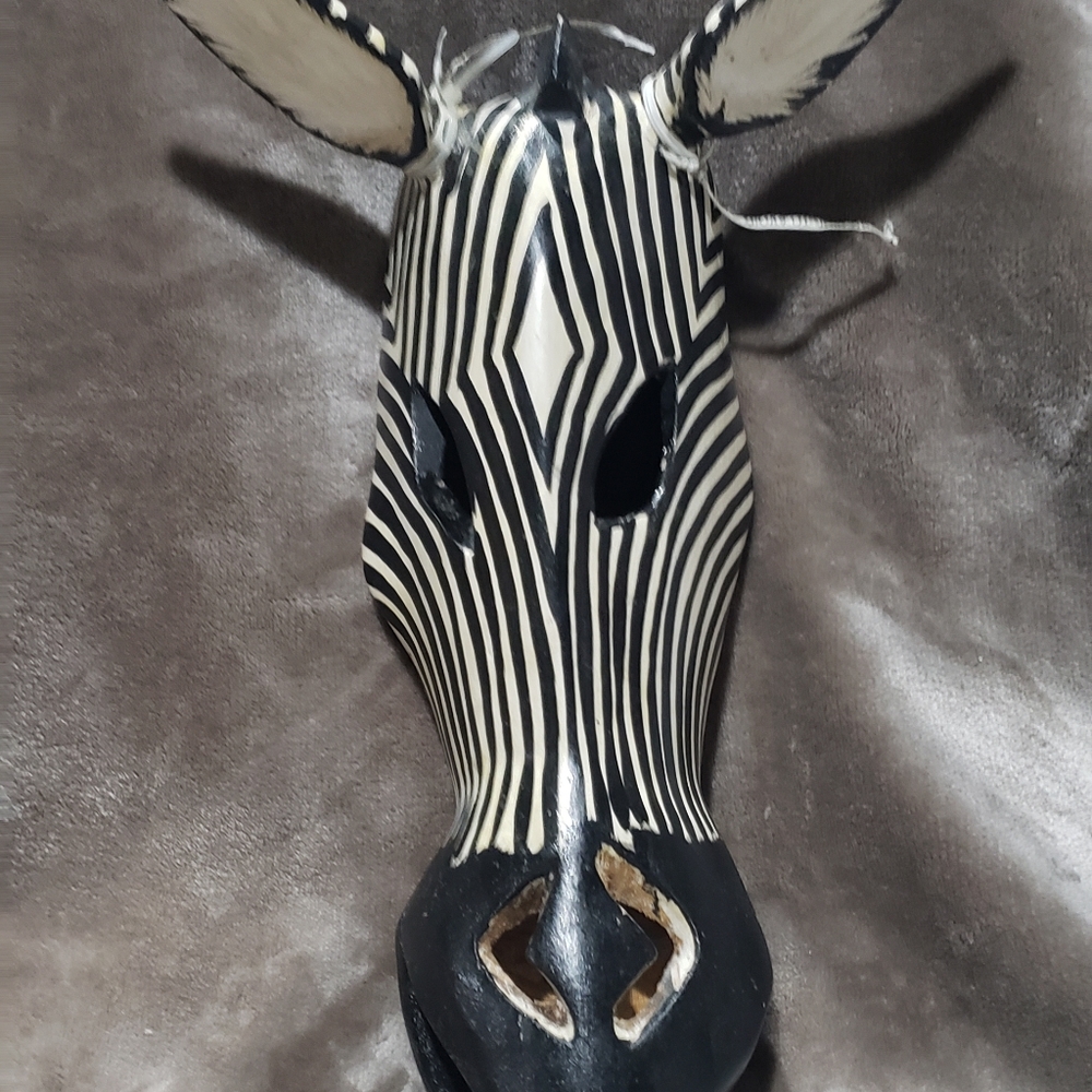 **SOLD** Vintage Zebra mask/sculpture